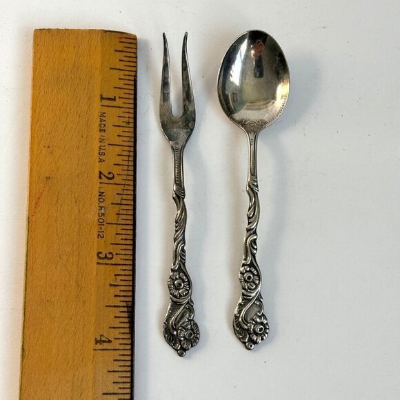 Vtg Nils-Johan Sweden Silver Plated Fork Spoon Condiments Set Box Scandinavian - Picture 2 of 5